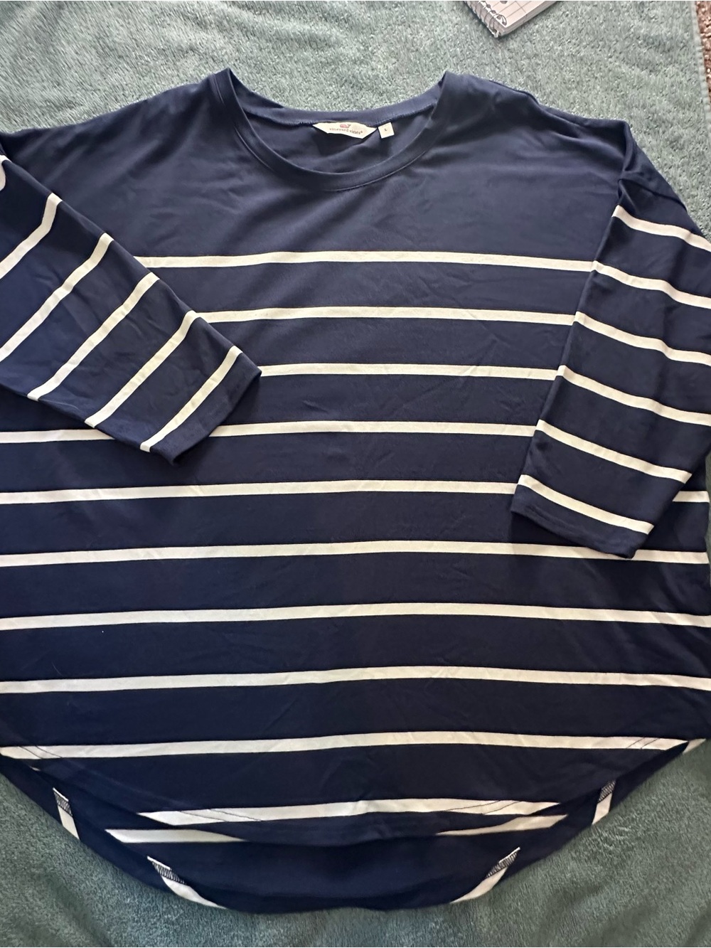 Vineyard Vines Navy and White Long-Sleeve Striped Tee